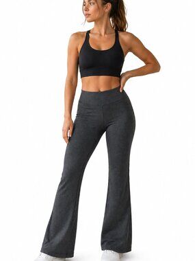 Gray Bootcut Yoga Pants Stretch Wide Leg Comfortable Size M